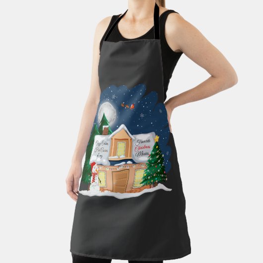 居心地の良いキャビン熱いココア&お気に入りのクリスマス映画 エプロン (インサイチュ)