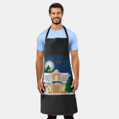 居心地の良いキャビン熱いココア&お気に入りのクリスマス映画 エプロン (着用した状態)
