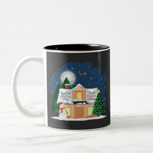 居心地の良いキャビン熱いココア&お気に入りのクリスマス映画 ツートーンマグカップ (左)