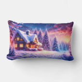 居心地の良いキャビンWinter Wonderland Lumbar枕 ランバークッション (正面)