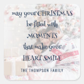 居心地の良いクリスマスことわざフォトオーバーレイ名 スクエアシール (正面)