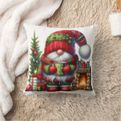 居心地の良いクリスマスのノームアート - 祝祭のホリデー クッション (ブランケット)