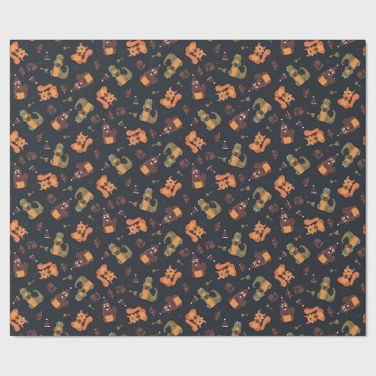 居心地の良いクリスマスの動物 ラッピングペーパー (シーム)