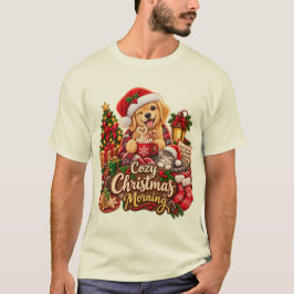 居心地の良いクリスマスの朝 – かわいいゴールデンレトリバー Tシャツ