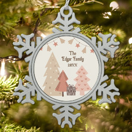 居心地の良いクリスマスの願いカスタマイズ可能なBoho スノーフレークピューターオーナメント