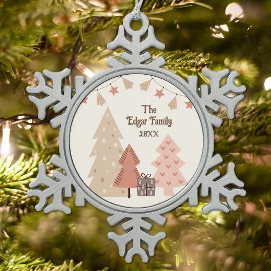 居心地の良いクリスマスの願いカスタマイズ可能なBoho スノーフレークピューターオーナメント