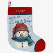 居心地の良いクリスマスウィッシュ雪だるまレット雪 スモールクリスマスストッキング (正面)