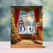 居心地の良いクリスマスウィンドウシーン アクリルサイン (ニュートラル)