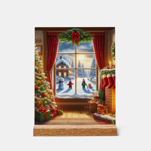 居心地の良いクリスマスウィンドウシーン アクリルサイン (正面)