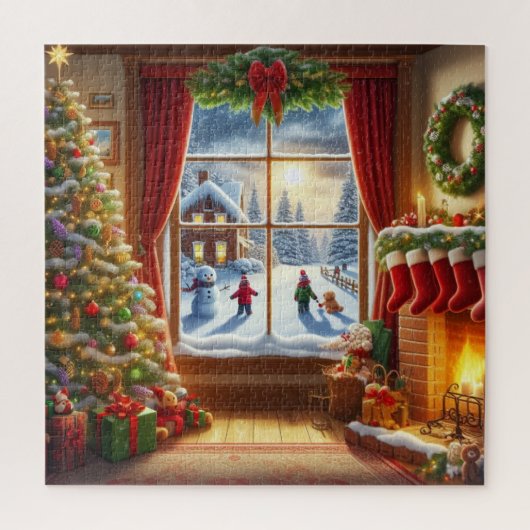 居心地の良いクリスマスウィンドウシーン ジグソーパズル (縦)