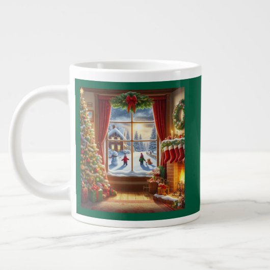 居心地の良いクリスマスウィンドウシーン ジャンボコーヒーマグカップ (左)