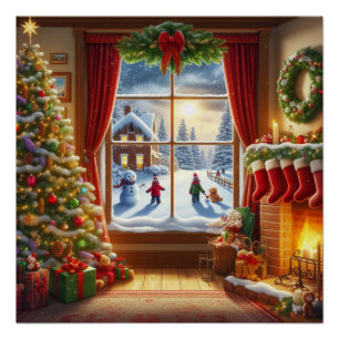 居心地の良いクリスマスウィンドウシーン ポスター
