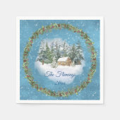 居心地の良いクリスマスウッドランドシーン スタンダードカクテルナプキン (正面)
