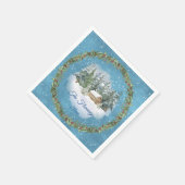 居心地の良いクリスマスウッドランドシーン スタンダードカクテルナプキン (角)