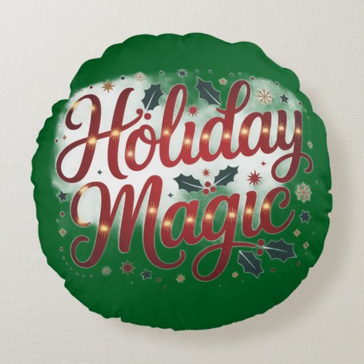 居心地の良いクリスマスキッズピロー | キュートホリデーデコール ラウンドクッション (正面)