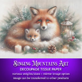 居心地の良いクリスマスキツネファミリー素朴ウィンターデコパージュ 薄葉紙