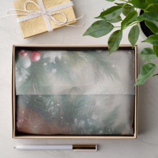 居心地の良いクリスマスキツネファミリー素朴ウィンターデコパージュ 薄葉紙 (ギフト)