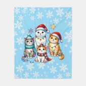 居心地の良いクリスマスキャット フリースブランケット (正面)