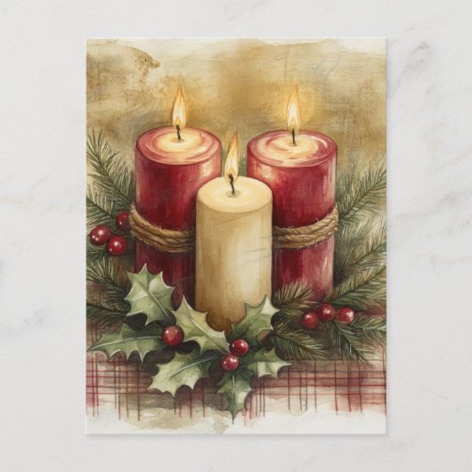 居心地の良いクリスマスキャンドル シーズンポストカード (正面)