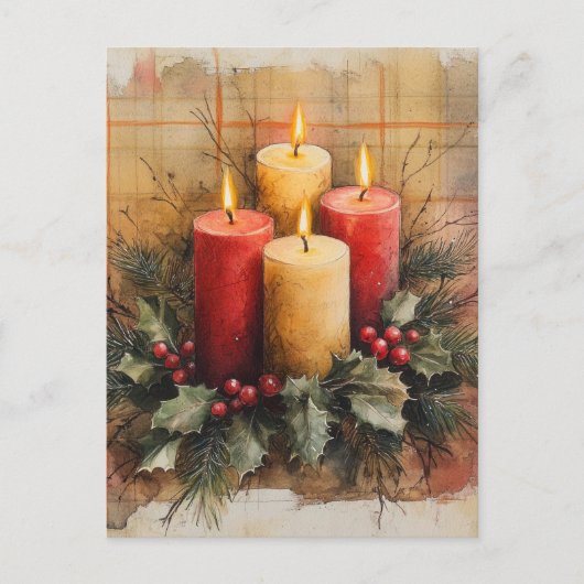 居心地の良いクリスマスキャンドル シーズンポストカード (正面)