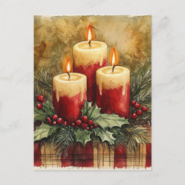 居心地の良いクリスマスキャンドル シーズンポストカード