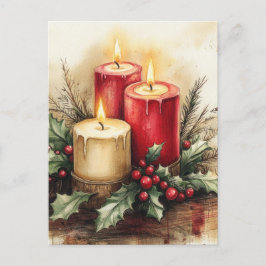居心地の良いクリスマスキャンドル シーズンポストカード