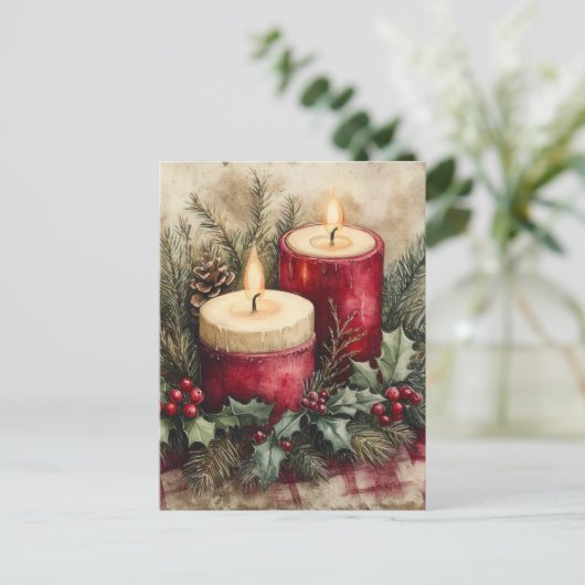 居心地の良いクリスマスキャンドル シーズンポストカード (スタンド正面)