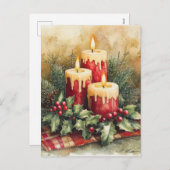居心地の良いクリスマスキャンドル シーズンポストカード (正面/裏面)