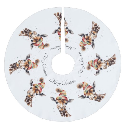 居心地の良いクリスマスキリンカスタム ブラッシュドポリエステルツリースカート (正面)