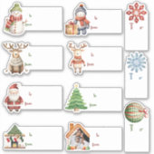 居心地の良いクリスマスギフトタグウォーターカラー11 pcセット シール (正面)