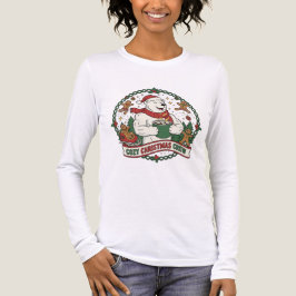 居心地の良いクリスマスクルー 可愛いホッキョクグマとジンジャーブレッド トライブレンドTシャツ