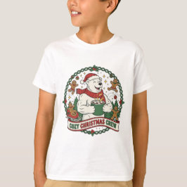 居心地の良いクリスマスクルー 可愛いホッキョクグマとジンジャーブレッド Tシャツ
