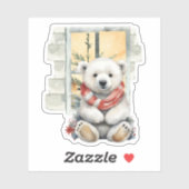 居心地の良いクリスマスシーン赤いスカーフポーラーベア シール (シート)