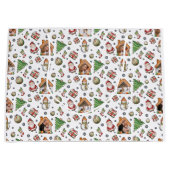 居心地の良いクリスマスジンジャーブレッド写真のパターン ラージペーパーバッグ (正面)