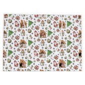 居心地の良いクリスマスジンジャーブレッド写真のパターン ラージペーパーバッグ (裏面)