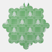 居心地の良いクリスマスツリーの醜いセーター市松模様にパターン オーナメントカード (裏面)