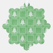 居心地の良いクリスマスツリーの醜いセーター市松模様にパターン オーナメントカード (裏面)