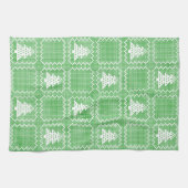 居心地の良いクリスマスツリーの醜いセーター市松模様にパターン キッチンタオル (横)