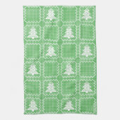 居心地の良いクリスマスツリーの醜いセーター市松模様にパターン キッチンタオル (縦)