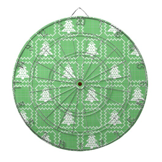 居心地の良いクリスマスツリーの醜いセーター市松模様にパターン ダーツボード (正面)