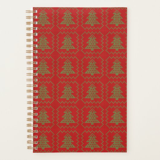 居心地の良いクリスマスツリーの醜いセーター市松模様にパターン プランナー手帳 (正面)