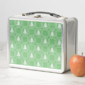 居心地の良いクリスマスツリーの醜いセーター市松模様にパターン メタルランチボックス (インサイチュ)