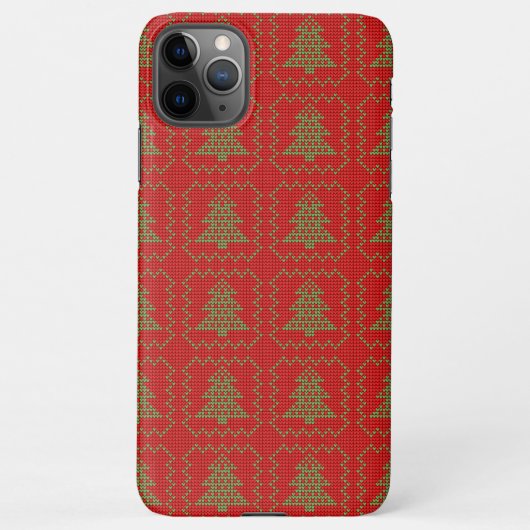 居心地の良いクリスマスツリーの醜いセーター市松模様にパターン iPhoneケース (裏面)