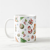 居心地の良いクリスマスツリージンジャーブレッドハウスサンタクロース コーヒーマグカップ (左)