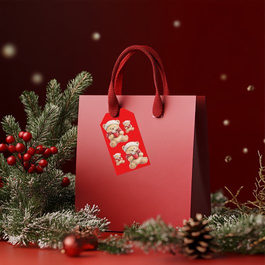 居心地の良いクリスマステディベア ギフトタグ