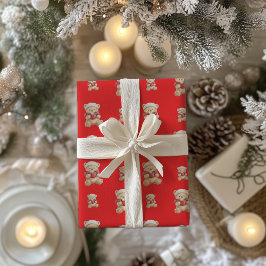 居心地の良いクリスマステディベア ラッピングペーパー