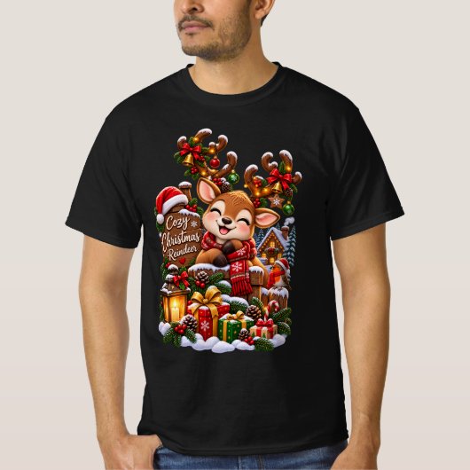 居心地の良いクリスマストナカイ – かわいい冬の休日 Tシャツ (正面)