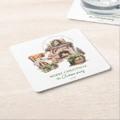 居心地の良いクリスマスパーソナライズされた休暇 スクエアペーパーコースター (アングル)