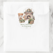 居心地の良いクリスマスパーソナライズされた暖炉 ラウンドシール (バッグ)