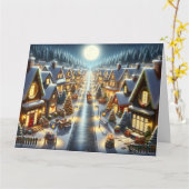 居心地の良いクリスマスビレッジ カード (黄色い花)